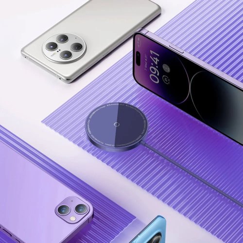 Бездротовий зарядний пристрій Baseus Simple Mini3 Magnetic Wireless Charger, 15W, Purple (CCJJ040205)