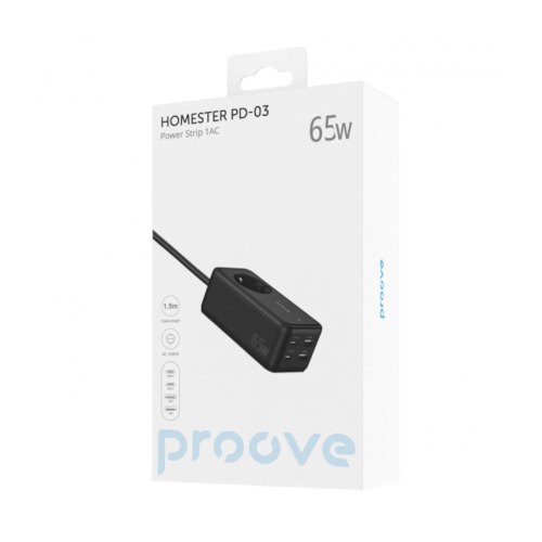 Мережевий фільтр Proove Power Strip Homester PD-03, 65W, 1xAC, 2xUSB Type-C/2xUSB Type-A, Black (PSP165220001)
