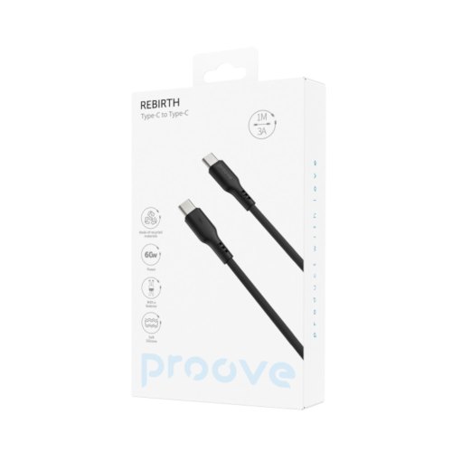 Кабель Proove Rebirth, USB Type-C to USB Type-С, 60W, 1м, Black (CCRE60002201)