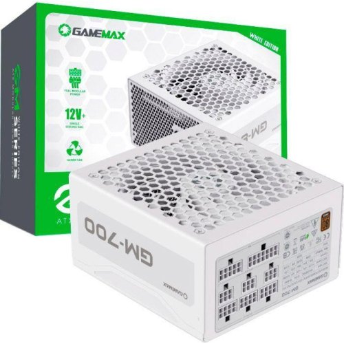 Блок живлення Gamemax GM-700 Modular white, 700W, 80 Plus Bronze, ATX, вентилятор 140мм, модульний, білий