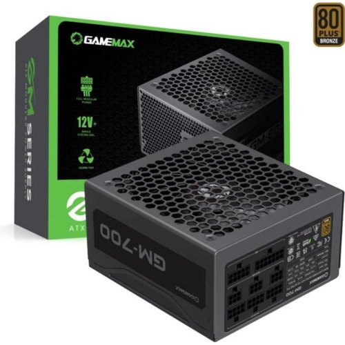 Блок живлення Gamemax GM-700 Modular, 700W, 80 Plus Bronze, ATX, вентилятор 140мм, модульний, чорний