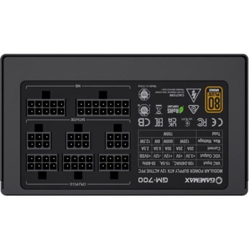Блок живлення Gamemax GM-700 Modular, 700W, 80 Plus Bronze, ATX, вентилятор 140мм, модульний, чорний
