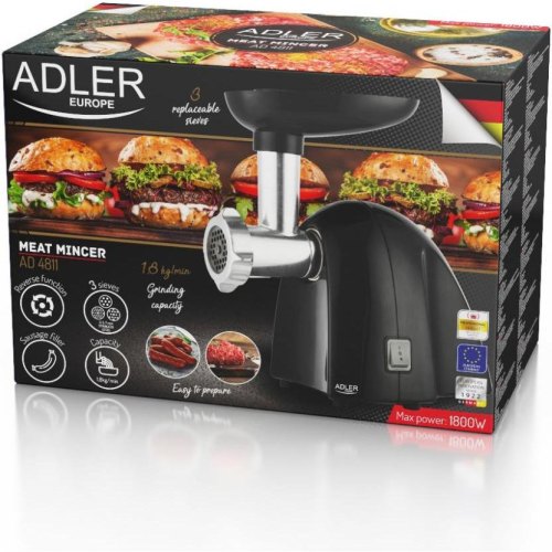 М'ясорубка Adler AD 4811, 1800Вт, 3 змінних решітки