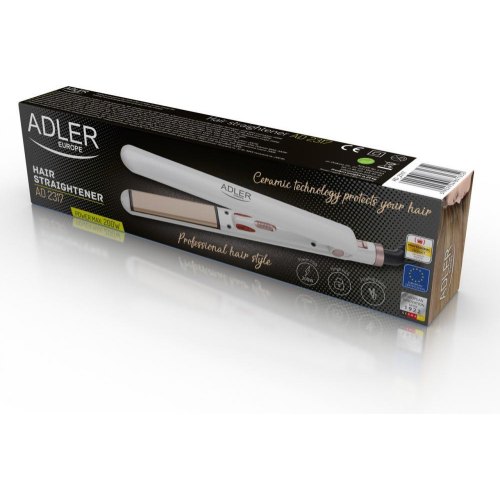 Випрямляч для волосся Adler AD 2317, 35Вт, керамічні пластини 25х90мм, нагрів до 200 градусів, індикатор живлення, швидкий нагрів