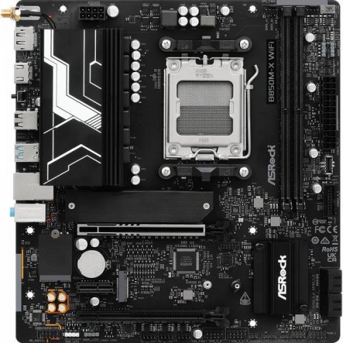 Mатеринська плата ASRock B850M-X WIFI R2.0, sAM5, AMD B850, mATX, 3xM.2, HDMI/DP, 2.5GbE LAN