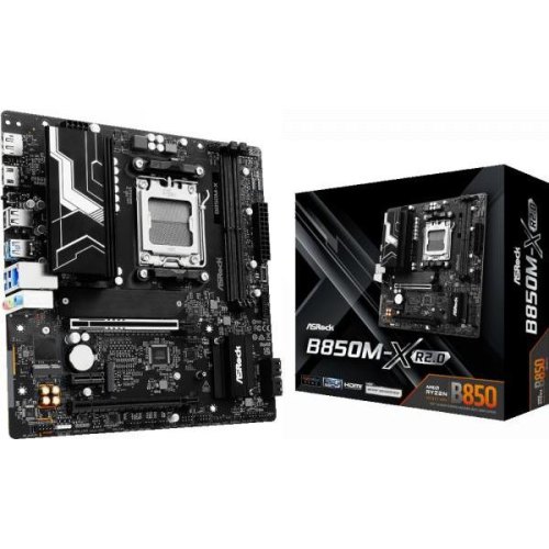 Mатеринська плата ASRock B850M-X R2.0, sAM5, AMD B850, mATX, 3xM.2, HDMI/DP, 2.5GbE LAN