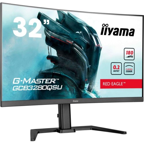 Монітор ігровий iiyama GCB3280QSU-B2, 31.5 VA, вигнутий, 2560х1440, 16:9, 0.2мс (MPRT), 180Гц, HDR, Adaptive Sync