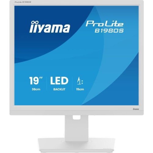 Монітор iiyama B1980S-W1, 19 TN, 1280х1024, 5:4, 3мс (GTG), 250кд/м2, 75Гц, 1xHDMI/1xDP, SP 2x2Вт, HAS, білий