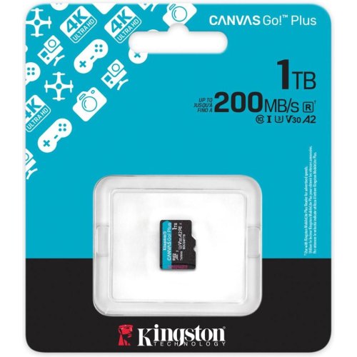Карта пам'яті Kingston Canvas Go Plus Gen4, 1TB, microSDXC, A2 U3 V30, 200MB/s (SDCG4/1TBSP)