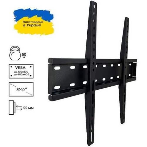 Кріплення для телевізора настінне Sector TV40F, 32-55, до 50кг, VESA від 100x100 до 400x400, фіксоване, чорне (TV40F Black)