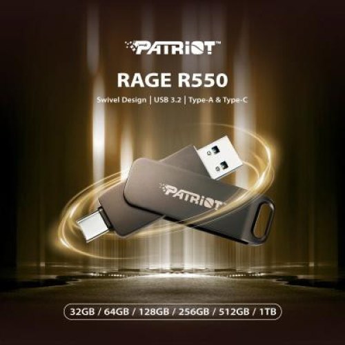 USB флеш Patriot Rage R550, 32GB, USB 3.2 Gen 1 Type-A/Type-C (PE32GR550DSAD)