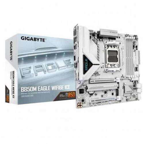 Mатеринська плата Gigabyte B850M EAGLE WIFI6E ICE, sAM5, AMD B850, mATX, 2xM.2, 2xDP/HDMI, 2.5GbE LAN