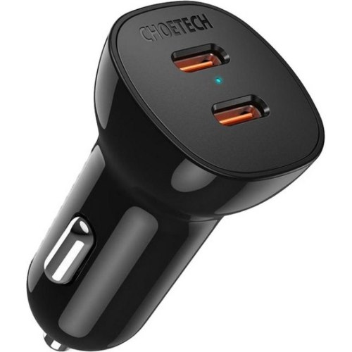 Автомобільний зарядний пристрій Choetech, 2xUSB Type-C, 40W, PD 3.0 20W, Black (TC0008-V2-BK)