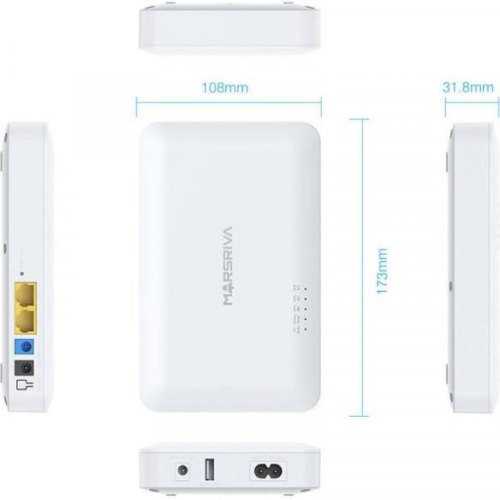 Джерело безперебійного живлення для роутерів Marsriva KP6 DC UPS, 10000mAh, 18W, 240V AC, 3xDC, PoE 24V/1A, USB Out