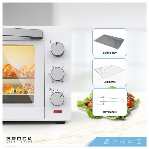 Електропіч BROCK TO 3001 WH, 1600Вт, 30л, механічне керування, біла
