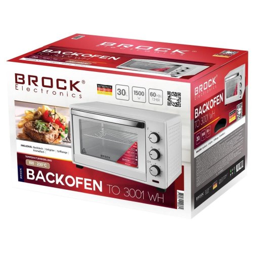 Електропіч BROCK TO 3001 WH, 1600Вт, 30л, механічне керування, біла