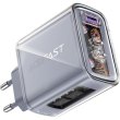 Мережевий зарядний пристрій Acefast A45 Fast Charger, 2xUSB Type-C/1xUSB Type-A, 65W, GaN, Mountain mist (6974316282099)