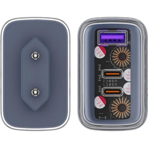 Мережевий зарядний пристрій Acefast A45 Fast Charger, 2xUSB Type-C/1xUSB Type-A, 65W, GaN, Mountain mist (6974316282099)
