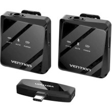 Мікрофон бездротовий, петличний Vention, подвійний, USB Type-C 2-Pack Wireless Lavalier Black (NCBB0)