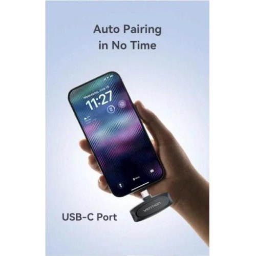 Мікрофон бездротовий, петличний Vention, подвійний, USB Type-C 2-Pack Wireless Lavalier Black (NCBB0)