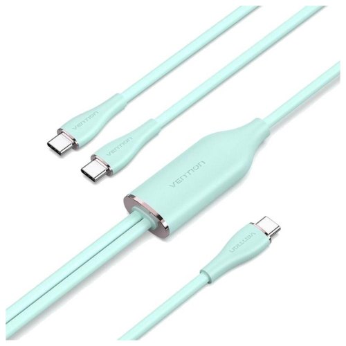 Кабель Vention, USB 2.0 Type-C to 2хUSB Type-C, Y-Splitter, 5A ,1.5м, Green (CTMGG)