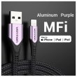 Кабель Vention, USB 2.0 Type-A to Lightning, 2.4A, 2м, Purple (LABVH)