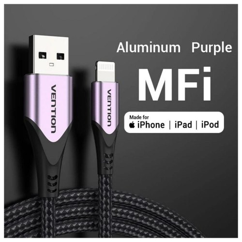 Кабель Vention, USB 2.0 Type-A to Lightning, 2.4A, 2м, Purple (LABVH)
