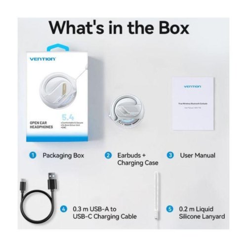 Навушники бездротові TWS Vention OpenBeat O12, White (NBUW0)
