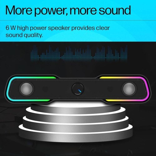 Акустична система 2.0 HP Sound Bar LED RGB, 6Вт, 3.5мм, USB (DHE-6002)