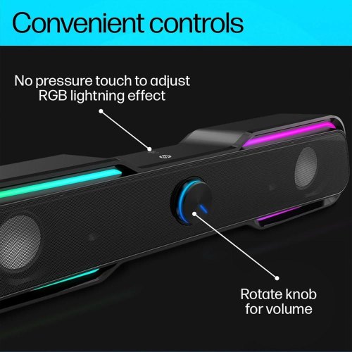 Акустична система 2.0 HP Sound Bar LED RGB, 6Вт, 3.5мм, USB (DHE-6002)