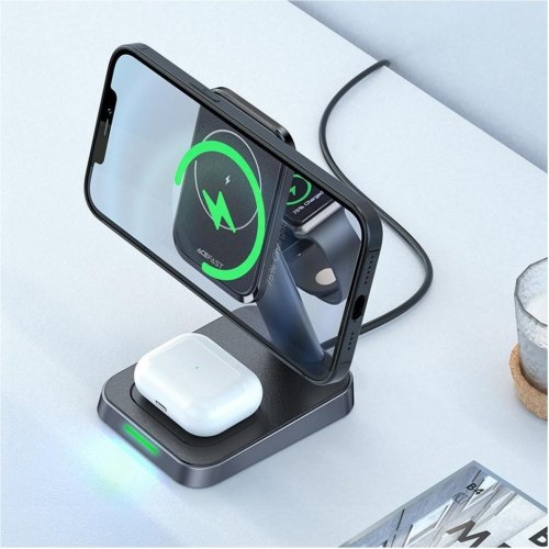 Бездротовий зарядний пристрій Acefast E3 Wireless QI 3in1 18W (6974316280903)