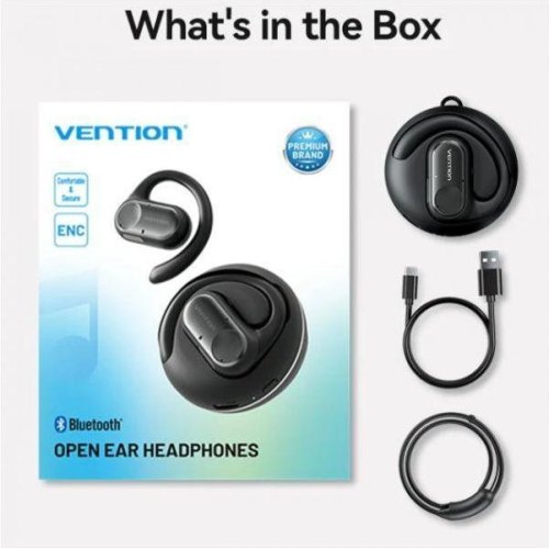 Навушники бездротові TWS Vention OpenBeat O11, Black (NBPB0)