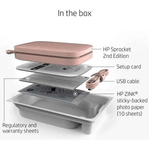 Фотопринтер портативний HP Sprocket, 2x3, 313x400dpi, Zink, 64MB, Bluetooth, рожевий (HPISPP)