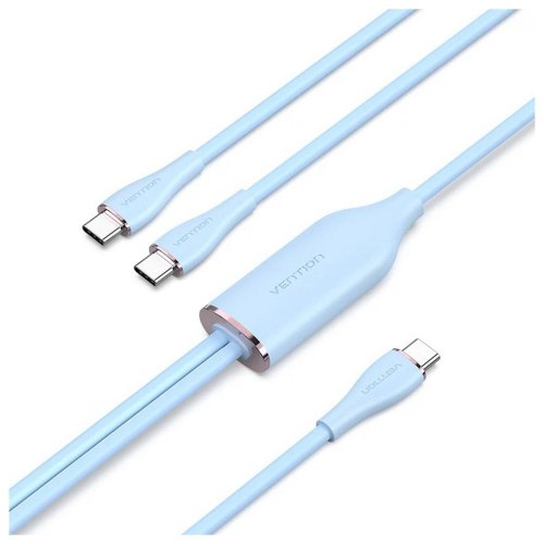 Кабель Vention, USB 2.0 Type-C to 2хUSB Type-C, Y-Splitter, 5A ,1.5м, Blue (CTMSG)