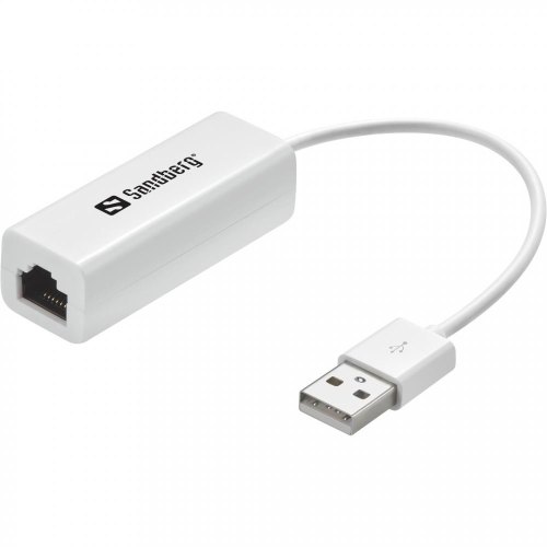 Перехідник Sandberg, USB 2.0 Type-A to Ethernet RJ45 100Mb, білий (133-78)