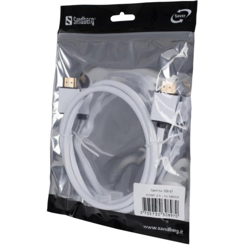Кабель Sandberg, HDMI(M) to HDMI (M), v2.0, 1м, білий (308-97)
