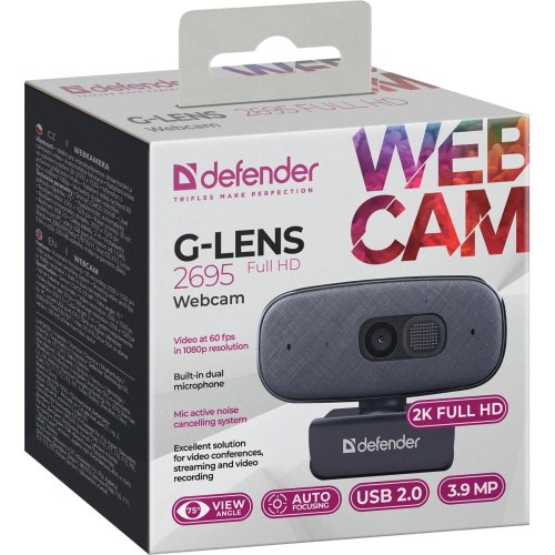 Веб-камера Defender G-lens 2695, FullHD 2K 1520p, 3.9Мп (63195)