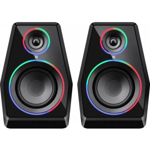Акустична система 2.0 Defender Solar 10, 10Вт, Bluetooth, RGB підсвітка, USB, чорна (65940)