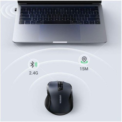 Миша бездротова Ugreen MU006, 2.4GHz/Bluetooth, 4000dpi, Silence Design, чорна (15063)