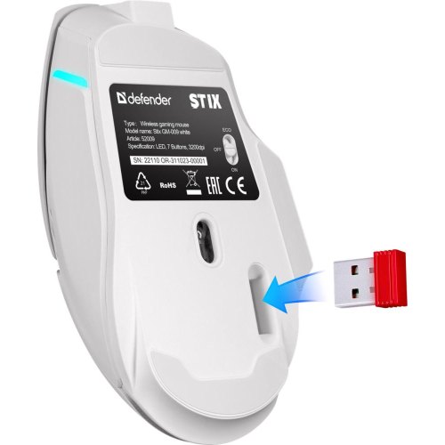 Миша бездротова Defender Stix GM-009, 3200dpi, 500mАh, біла (52009)