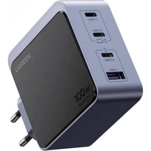Мережевий зарядний пристрій Ugreen X565 Nexode Fast Charger, 3xUSB Type-C/1xUSB Type-A, 100W, GaN, сірий (35043)