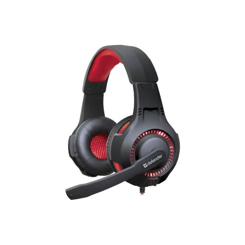 Гарнітура дротова, ігрова Defender Warhead G-450, USB, підсвітка, чорно-червона (64146)
