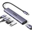Док-станція Ugreen CM478, USB 3.0 Type-C to HDMI/2xUSB 2.0/USB 3.0/USB Type-C for charging, PD, 100W, сіра (15495)