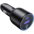 Автомобільний зарядний пристрій Ugreen CD293, 2xUSB Type-C/1xUSB Type-A, 130W, QC 3.0, чорний (90413)