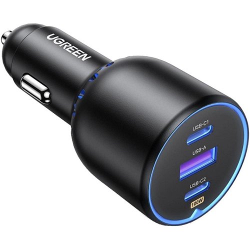 Автомобільний зарядний пристрій Ugreen CD293, 2xUSB Type-C/1xUSB Type-A, 130W, QC 3.0, чорний (90413)