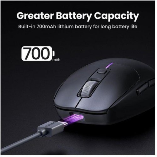 Миша бездротова, ігрова Ugreen MU103, 2.4GHz/Bluetooth, 5000dpi, чорна (90539)
