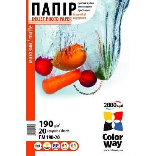 Папір ColorWay 10x15 (ПМ190-20) (PM1900204R) 190 г/м2, 20 аркушів, матовий