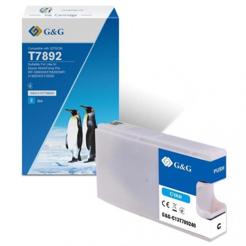 Картридж G&G, для Epson WF-5110/WF-5620, XXL, 4000 сторінок, Cyan (G&G-C13T789240)