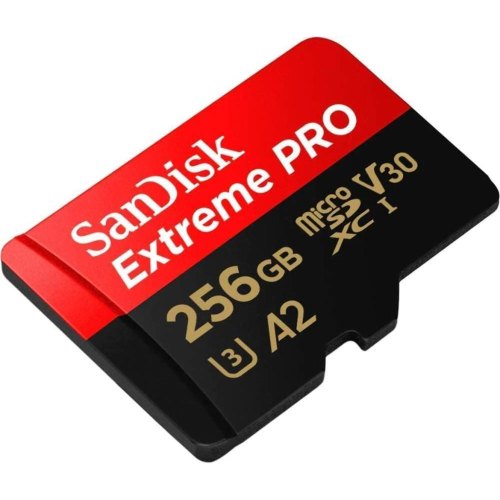 Карта пам'яті SanDisk Extreme Pro V30, 256GB, microSDXC, C10 UHS-I U3, SD адаптер (SDSQXCZ-256G-GN6MA)