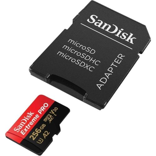Карта пам'яті SanDisk Extreme Pro V30, 256GB, microSDXC, C10 UHS-I U3, SD адаптер (SDSQXCZ-256G-GN6MA)